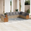 Afuera Living Contemporary 10 Piece Poly Rattan Sofa Set in Beige