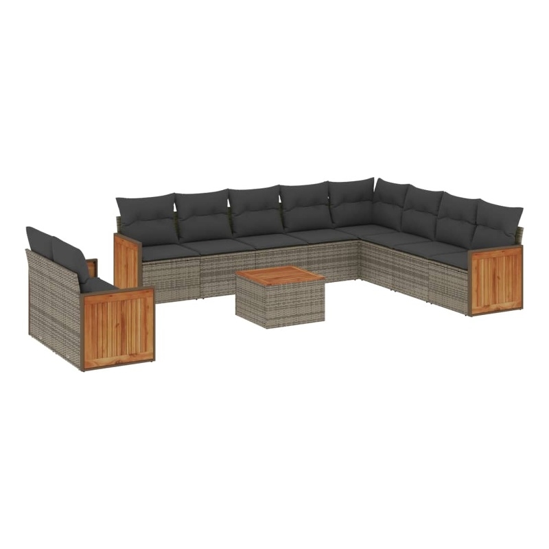 Afuera Living Contemporary 11 Piece Poly Rattan Sofa Set in Gray