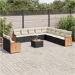 Afuera Living Contemporary 12 Piece Poly Rattan Sofa Set in Black/Cream
