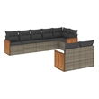 Afuera Living Contemporary Synthetic Poly Rattan 8 Piece  Sofa Set in Gray