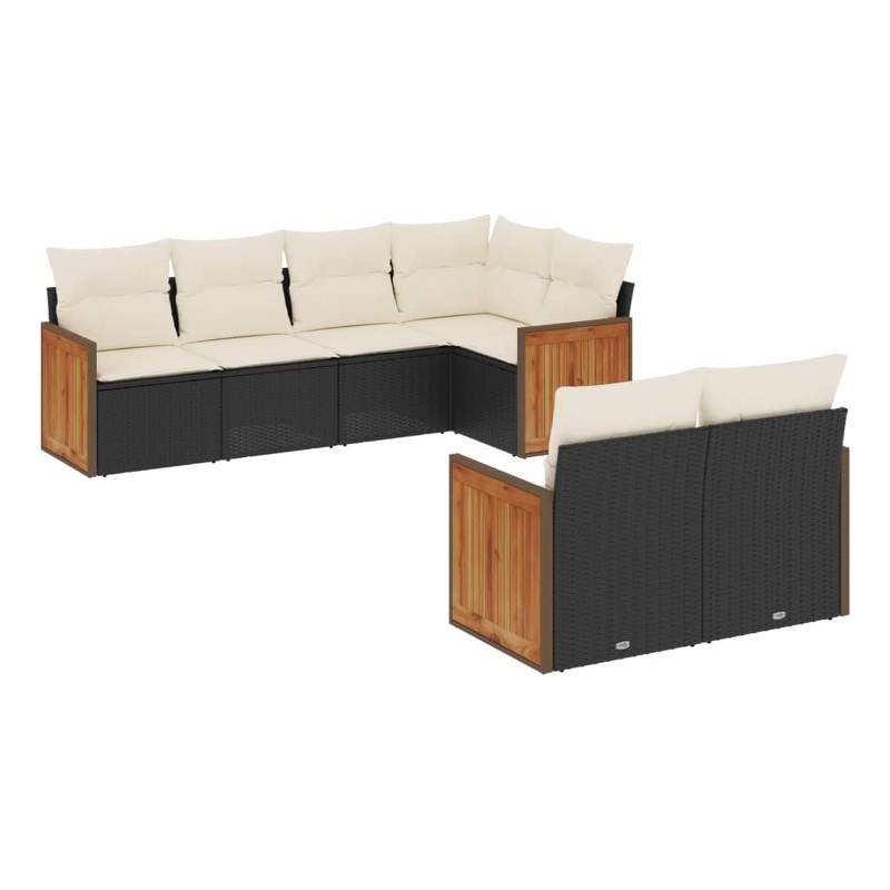 Afuera Living Contemporary 7 Piece Poly Rattan Sofa Set in Black