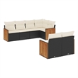 Afuera Living Contemporary 7 Piece Poly Rattan Sofa Set in Black