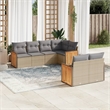 Afuera Living Contemporary 7 Piece Poly Rattan Large Sofa Set in Beige