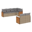 Afuera Living Contemporary 7 Piece Poly Rattan Large Sofa Set in Beige