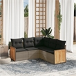 Afuera Living Contemporary 5 Piece Poly Rattan Sofa Set in Gray