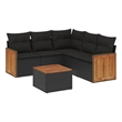 Afuera Living Contemporary 6 Piece Poly Rattan Sofa Set in Black