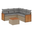 Afuera Living Contemporary Synthetic Poly Rattan 6 Piece Sofa Set in Gray/Beige
