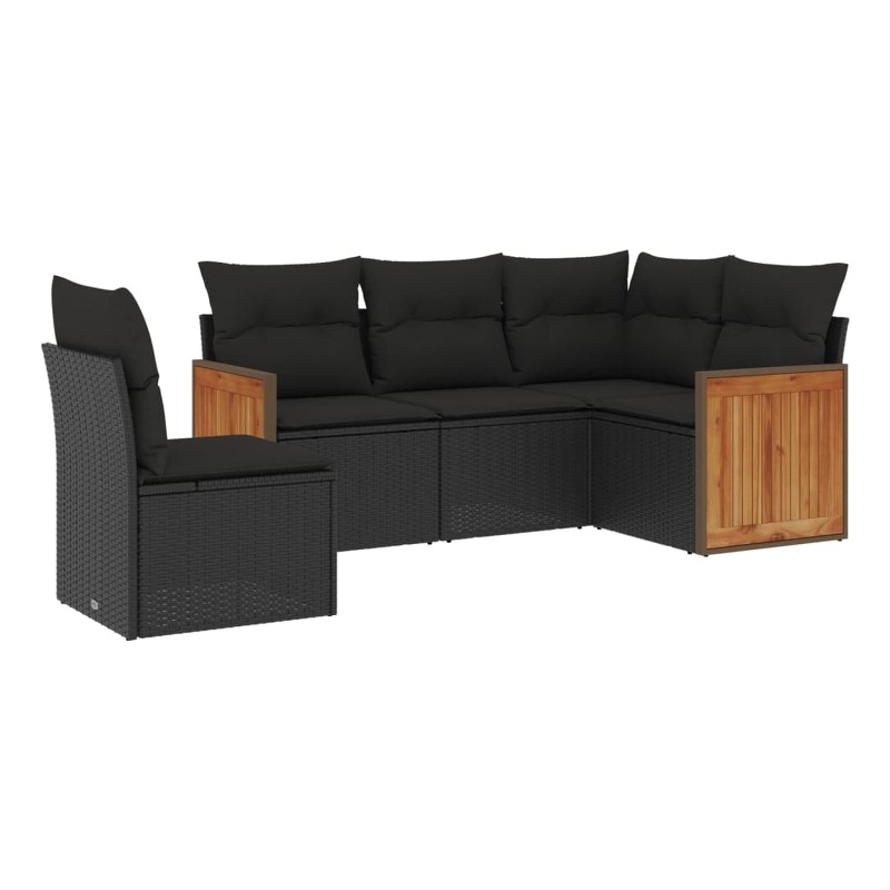 Afuera Living Contemporary 5 Piece Poly Rattan Sofa Set in Black