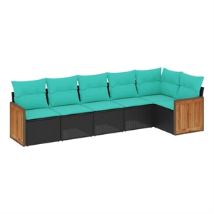Afuera Living Contemporary 6 Piece Patio Sofa Set in Black/Blue