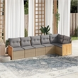 Afuera Living Contemporary 6 Piece Poly Rattan Large Sofa Set in Beige