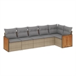 Afuera Living Contemporary 6 Piece Poly Rattan Large Sofa Set in Beige