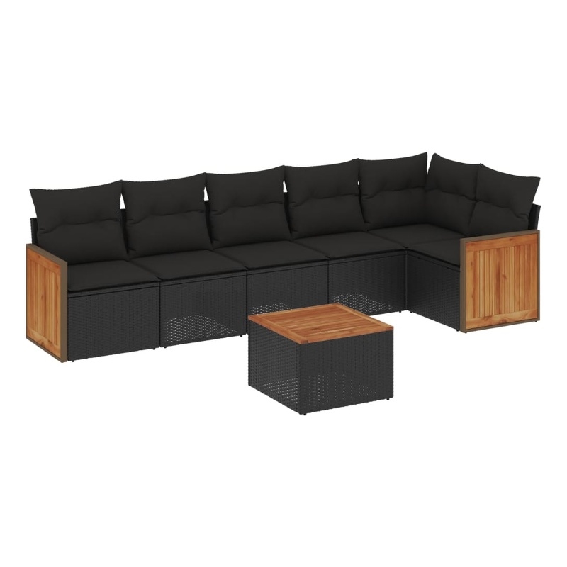 Afuera Living Contemporary Synthetic Poly Rattan  Large Sofa Set in Black