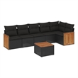 Afuera Living Contemporary Synthetic Poly Rattan  Large Sofa Set in Black