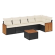 Afuera Living Contemporary 7 Piece Poly Rattan Large Sofa Set in Black