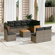 Afuera Living Contemporary Synthetic Poly Rattan 9 Piece  Sofa Set in Gray