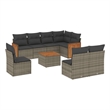 Afuera Living Contemporary Synthetic Poly Rattan 9 Piece  Sofa Set in Gray