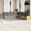 Afuera Living 9 Piece Poly Rattan Small Sofa Set in Gray/Beige