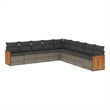 Afuera Living Contemporary Synthetic Poly Rattan 9 Piece Sofa Set in Gray