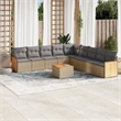 Afuera Living Contemporary Synthetic Poly Rattan 10 Piece Sofa Set in Gray/Beige