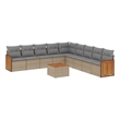 Afuera Living Contemporary Synthetic Poly Rattan 10 Piece Sofa Set in Gray/Beige