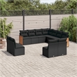 Afuera Living Contemporary Synthetic Poly Rattan  Large Sofa Set in Black
