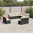 Afuera Living Contemporary Poly Rattan Sofa Set in Black/Cream