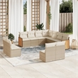 Afuera Living Contemporary Synthetic Poly Rattan  Large Sofa Set in Beige