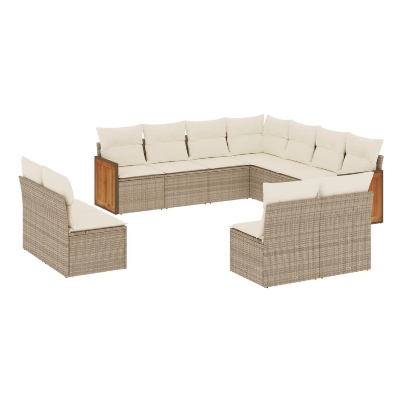 Afuera Living Contemporary Synthetic Poly Rattan  Large Sofa Set in Beige