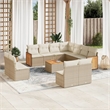 Afuera Living Contemporary Synthetic Poly Rattan 12 Piece Sofa Set in Beige