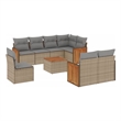 Afuera Living Contemporary 9 Piece Poly Rattan Sofa Set in Beige