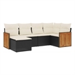 Afuera Living Contemporary 6 Piece Poly Rattan Sofa Set in Black/Cream