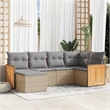 Afuera Living Contemporary Synthetic Poly Rattan 6 Piece  Sofa Set in Beige