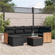 Afuera Living Contemporary Synthetic Poly Rattan 7 Piece Sofa Set in Black