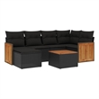 Afuera Living Contemporary Synthetic Poly Rattan 7 Piece Sofa Set in Black