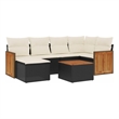 Afuera Living Contemporary 7 Piece Poly Rattan Large Sofa Set in Black