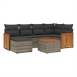Afuera Living Contemporary 7 Piece Poly Rattan Small Sofa Set in Gray