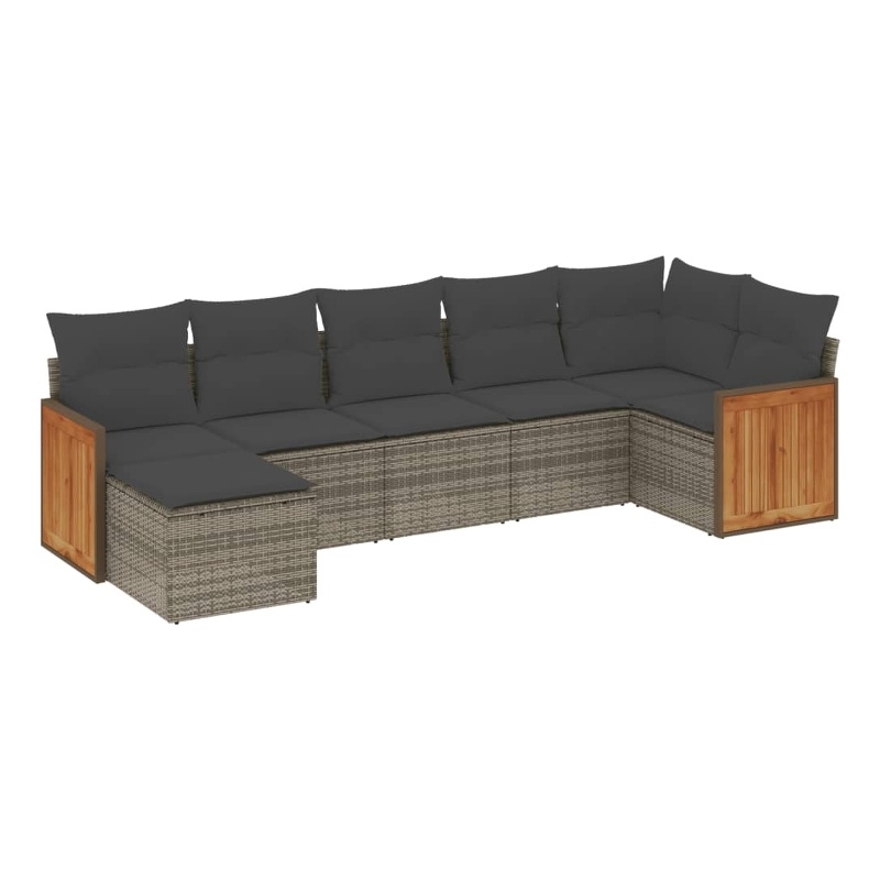 Afuera Living Contemporary 7 Piece Poly Rattan Sofa Set in Gray