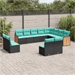 Afuera Living 12 Piece Poly Rattan Patio Sofa Set in Black/Blue