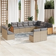 Afuera Living Contemporary 12 Piece Poly Rattan Sofa Set in Gray/Beige