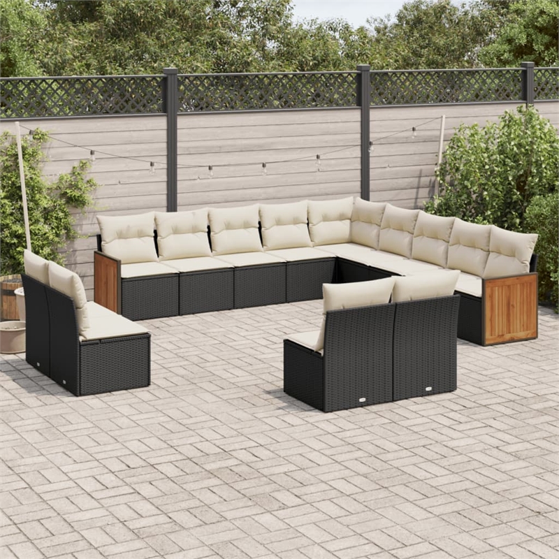 Afuera Living Contemporary 13 Piece Poly Rattan Large Sofa Set in Black