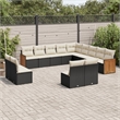 Afuera Living Contemporary 13 Piece Poly Rattan Large Sofa Set in Black