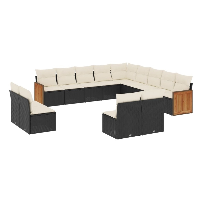 Afuera Living Contemporary 13 Piece Poly Rattan Large Sofa Set in Black