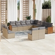 Afuera Living Contemporary 13 Piece Poly Rattan Small Sofa Set in Beige