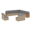 Afuera Living Contemporary 13 Piece Poly Rattan Small Sofa Set in Beige