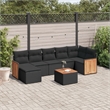 Afuera Living Contemporary 8 Piece Poly Rattan Sofa Set in Black