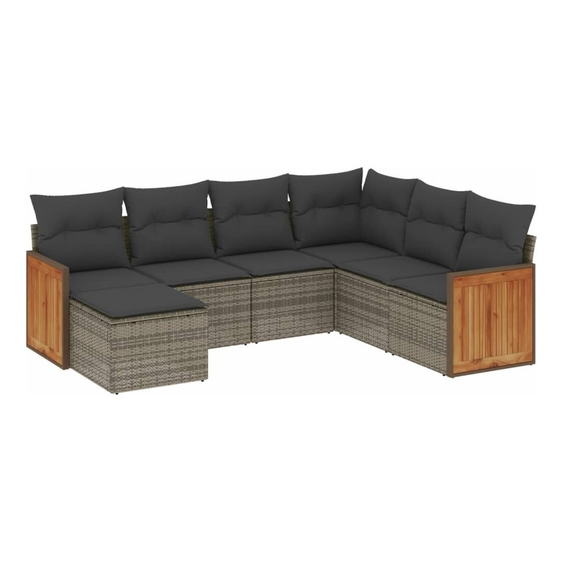 Afuera Living Contemporary 7 Piece Poly Rattan Sofa Set in Gray