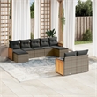 Afuera Living Contemporary Synthetic Poly Rattan 9 Piece  Sofa Set in Gray