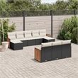 Afuera Living Contemporary 10 Piece Poly Rattan Sofa Set in Black/Cream