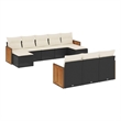 Afuera Living Contemporary 10 Piece Poly Rattan Sofa Set in Black/Cream