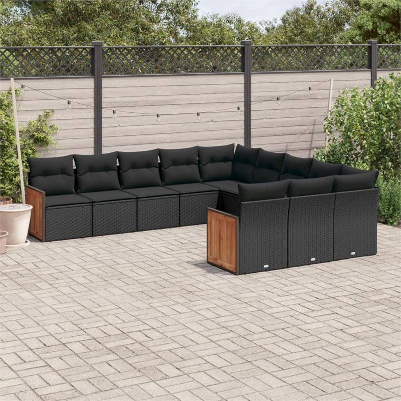 Afuera Living Contemporary Synthetic Poly Rattan Sofa Set in Black